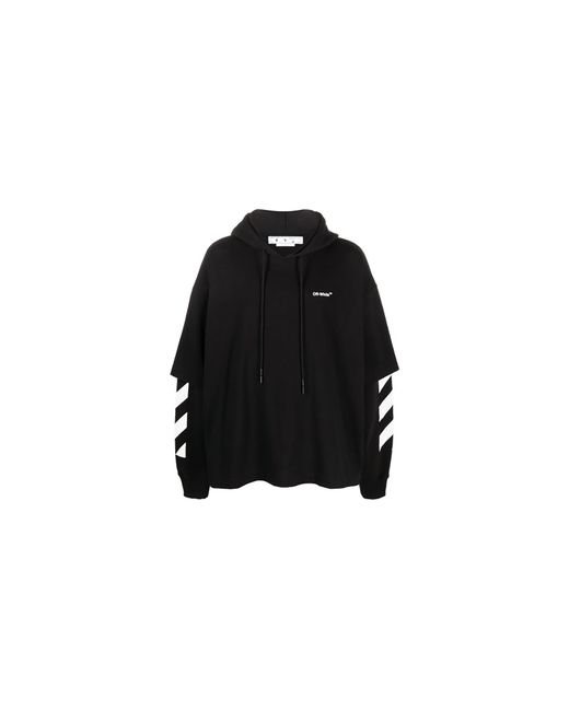 Off-White c/o Virgil Abloh Black Diagonal Helvetica Double T-Shirt Hoodie/ "Double T-Shirt Hoodie" V8X11Fvf" for men