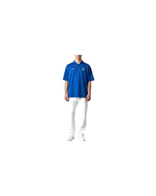 Nike Black Nba Gs Warriors Breathe Heather Polo Royal (Golf) "Royal" Gm1004 Royal" for men