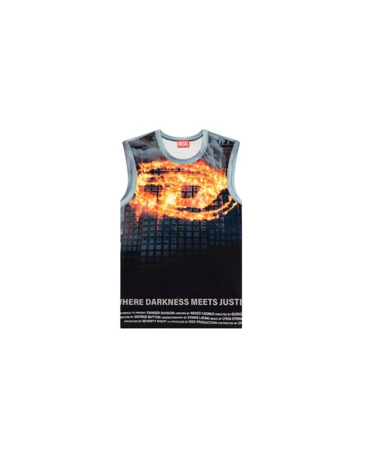 DIESEL Black Biscoup Burning D Tank Top "Dark Bue" A137650Amab" for men