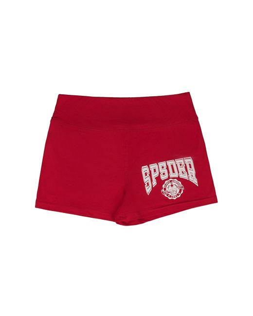 Sp5der Red Track And Field Bike Shorts 569"