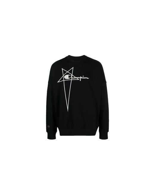 Rick Owens Black X Champion Pentagram Logo Crewneck Cm02C9225 Chfe09" for men