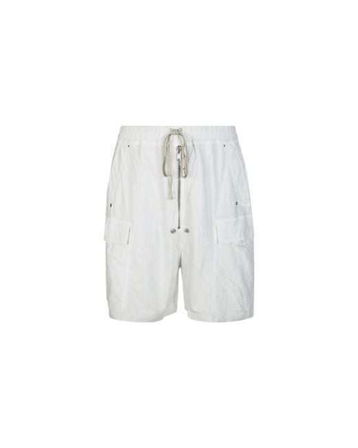 Rick Owens Black Cargobela Shorts "Milk Wash" Du01F4369 Rn 51" for men