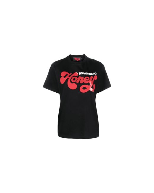 DSquared² Black Honey Graphic T-Shirt S72Gd0417 S23009 900"