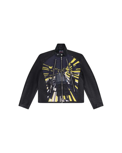 House of Errors Black Leather Racing Jacket Lrj001" for men