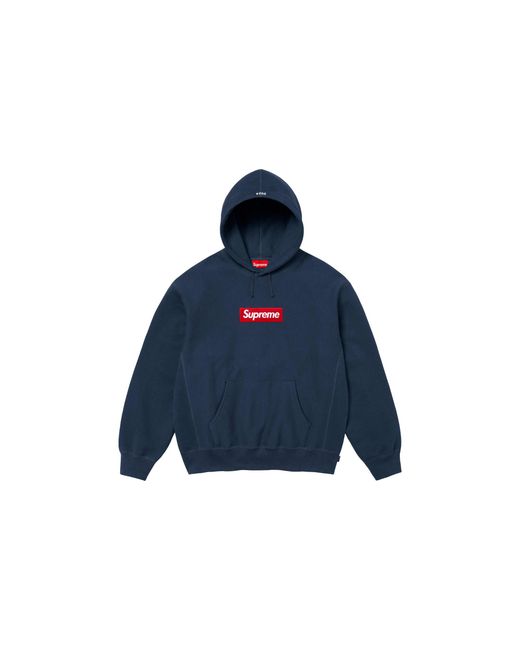Supreme Blue Box Logo Hooded Sweatshirt "Fw24" Su928"