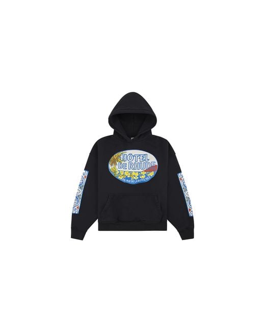 Rhude Black Hotel Hoodie "Vintage" Rhss25Ho01012 2306" for men
