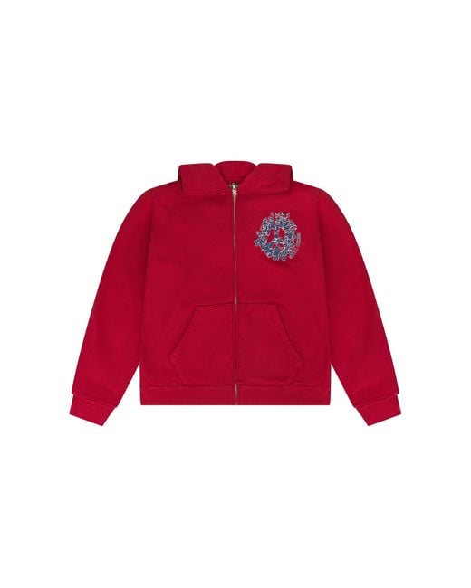 DENIM TEARS Red Denim University Zip Hoodie Dt945" for men