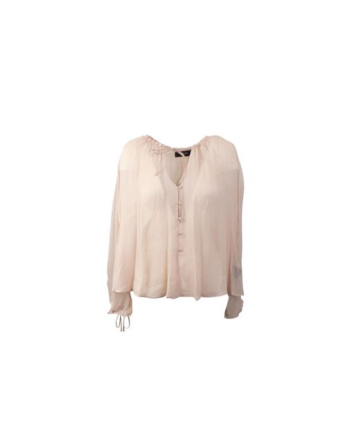 Amiri Black Crinkle Chiffon Blouse "Nude" Amr Xtps 0248"