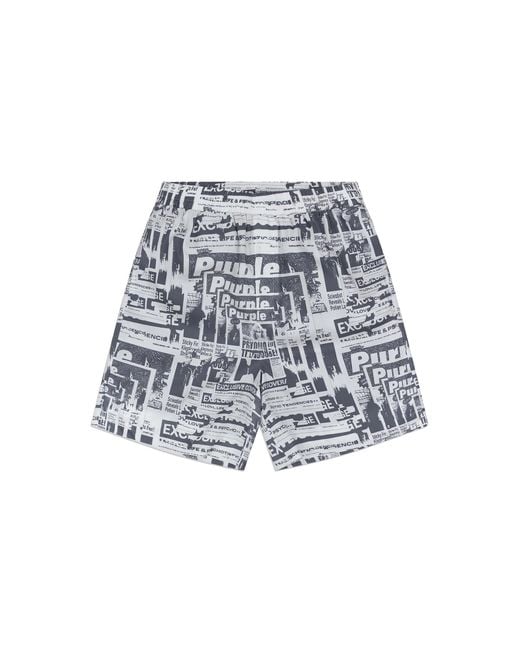 Purple Brand Black Print Lyocell Pull-On Shorts P537 Lbwt225" for men