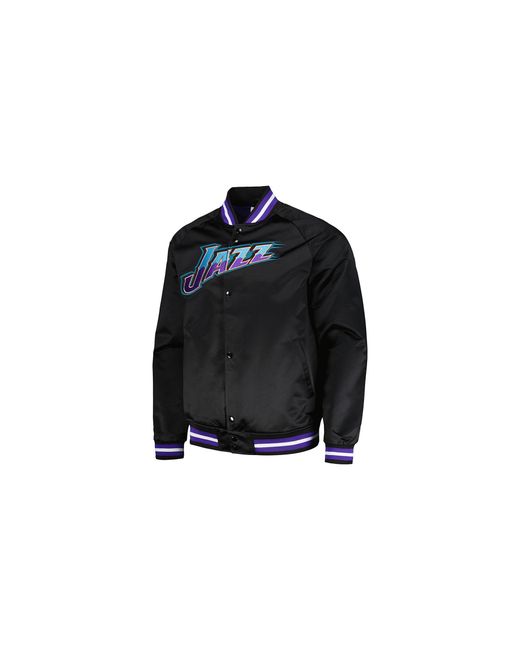 Mitchell & Ness Black Lightweight Satin Jacket Vintage Logo "Jazz" Sjkt6296 Ujayypppblck" for men