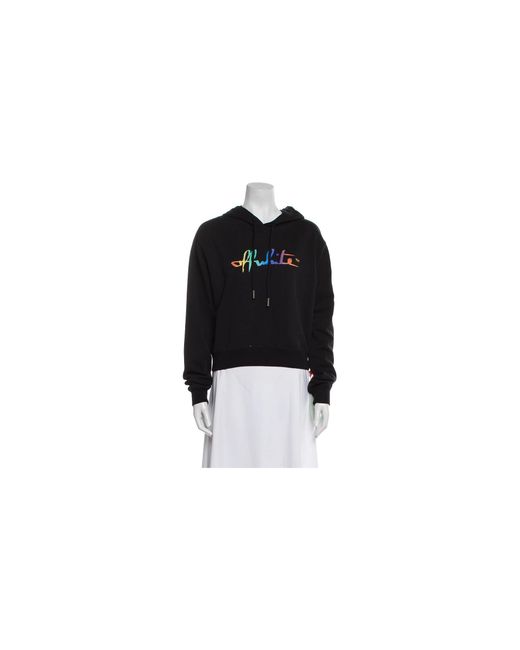 Off-White c/o Virgil Abloh Black Cropped Hoodie Owbb016R21Jer0021084" for men