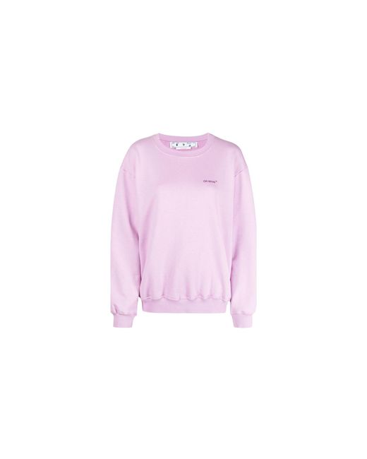 Off-White c/o Virgil Abloh Black Diag Regular Crewneck Sweatshirt "Lilac Fuchsia" Owba046F22Jer00 13632"