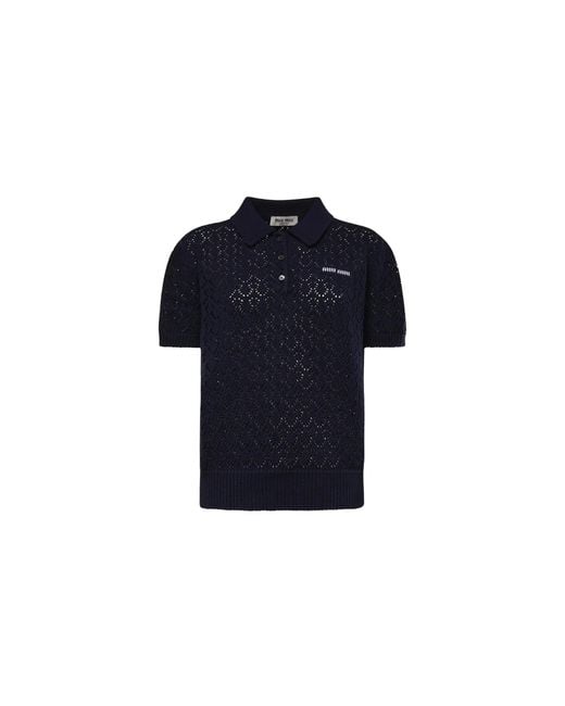 Miu Miu Blue Cotton Knit Polo Shirt Mml06V 191A F0008"