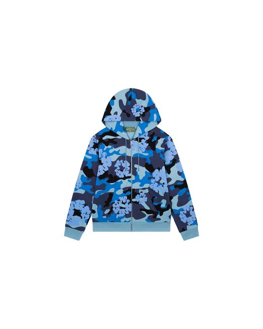 DENIM TEARS Blue Cotton Wreath Zip Hoodie Dt127" for men