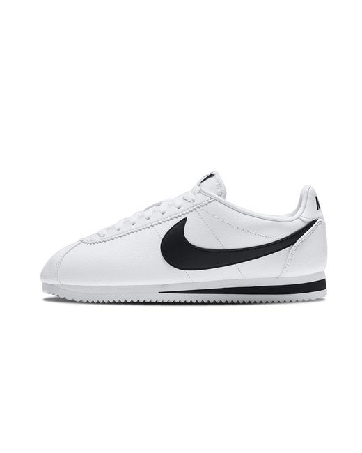 nike cortez leather black white
