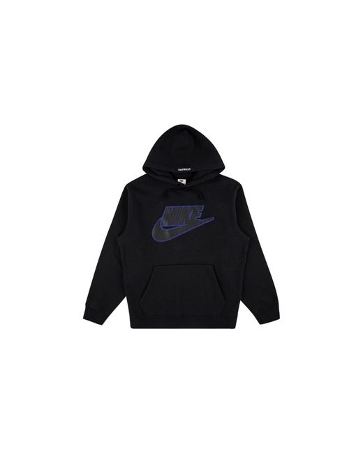 Supreme Black Nike Leather Applique Hoodie "Fw19" Su8467"