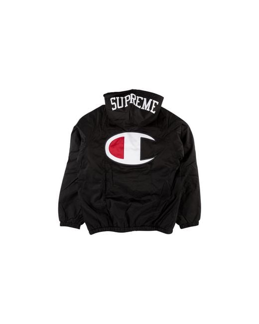 Supreme Black Champion Sherpa Lined Hooded Jacket "Fw17" Su3785"