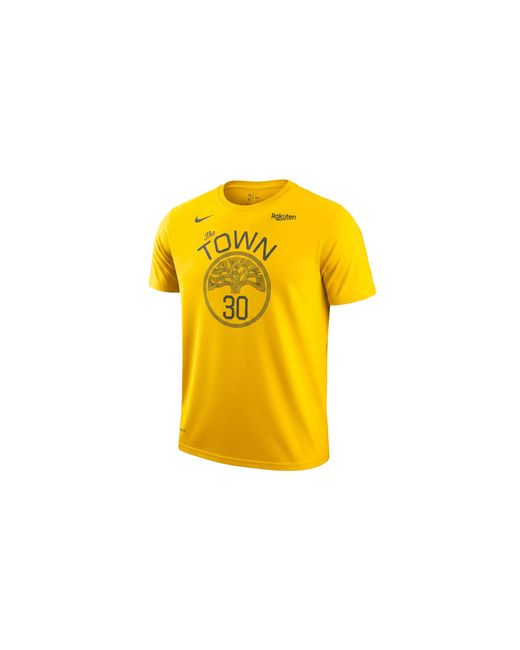 Nike Yellow Nba Gs Warriors The Town Name & Number Curry T-Shirt Ah1328 729"