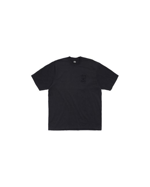 Stussy Black Stock Link Tee Pigment Dyed "Faded" Stus284" for men