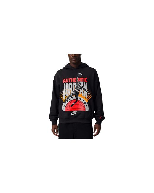 Nike Black Brooklyn Fleece Pullover Hoodie "Off Noir Infrared 23" If1843 045" for men