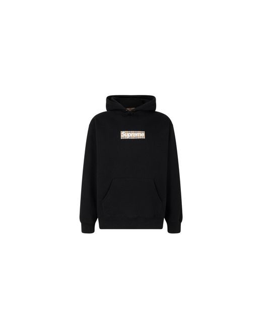 Supreme Black Burberry Box Logo Hoodie "Ss22" Su11571"