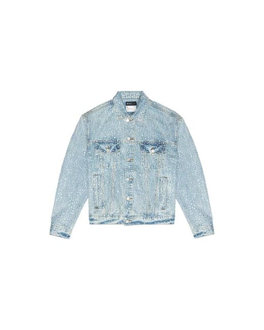 Purple Brand Blue Crystal Galore Denim Jacket "Light" P027 Cgit224" for men