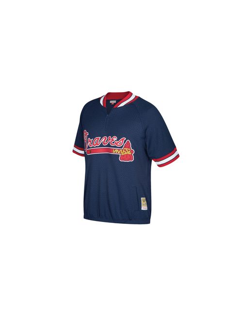 Mitchell & Ness Blue Mlb Authentic Batting Practice 1/4 Zip Jersey "1991 Atlanta Braves – Abqz3001 Abr91Pppnavy" for men