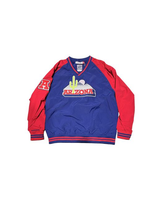 Mitchell & Ness Blue Nylon Pullover Jacket Vintage Logo "Ncaa Arizona Wildcats" Jk9272 Uaznavy" for men