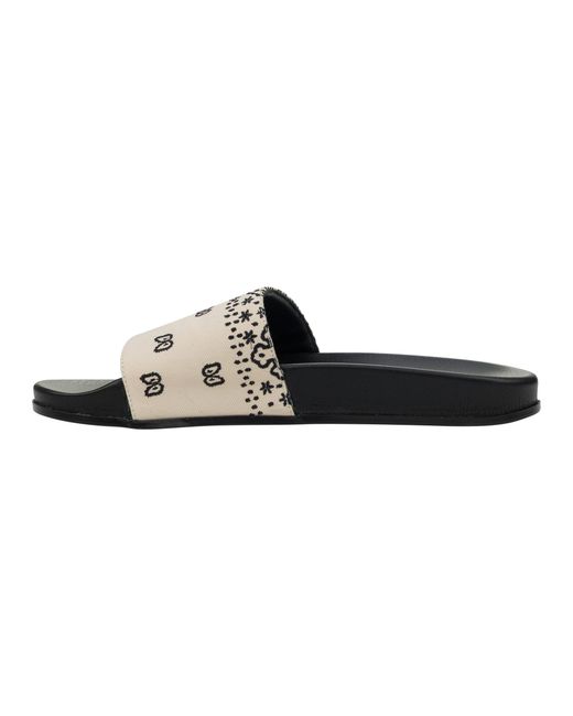 Rhude Black Pool Slides "Cream Paisley" Rhss22Fo18239128" for men