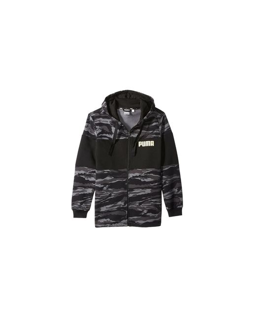 PUMA Black Camo Fullzip Fleece Hoodie 855054 01" for men