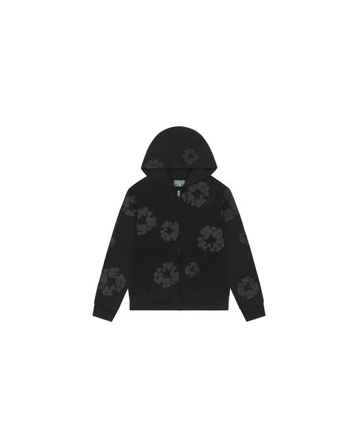 DENIM TEARS Black Mono Cotton Wreath Zip Hoodie Dt621" for men