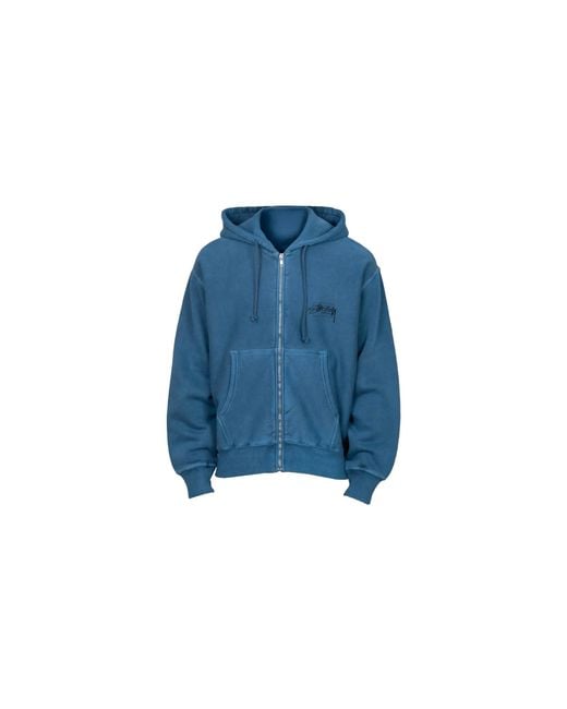 Stussy Blue Modern Age Pig Dyed Zip Hoodie 1975079" for men