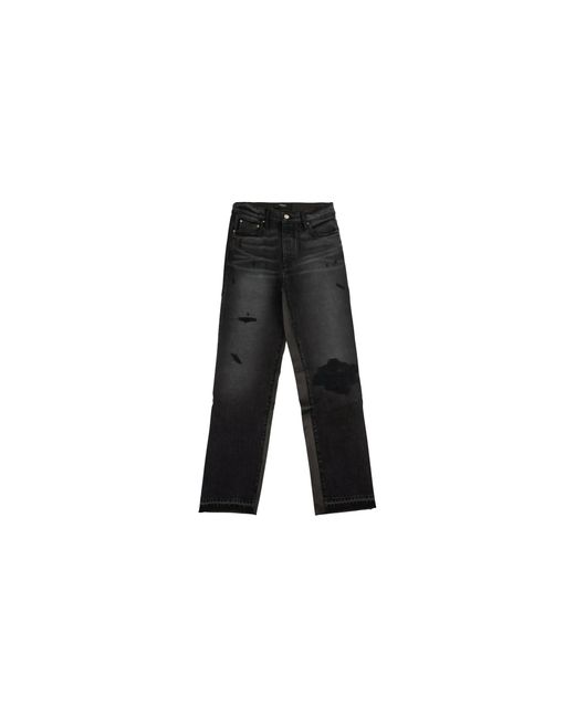 Amiri Black Leather Hybrid Cropped Jeans W9W09325Ldrob"