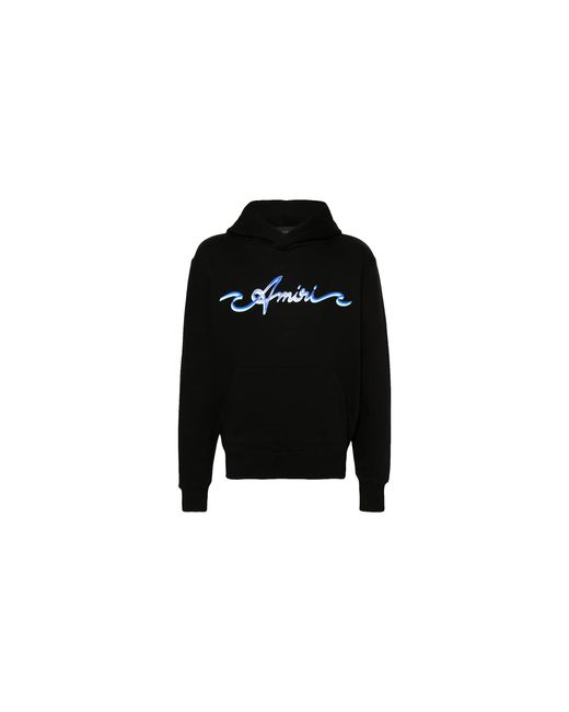 Amiri Black Wave Logo Hoodie Amjyhd1043 001" for men