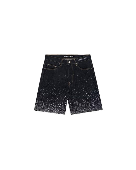 Sp5der Black Star Dust Denim Shorts 188" for men