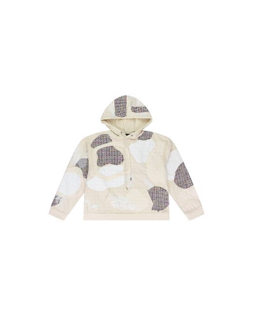 Who Decides War Black Tweed Patchwork Hoodie "Cream" 1110490019Ss24" for men