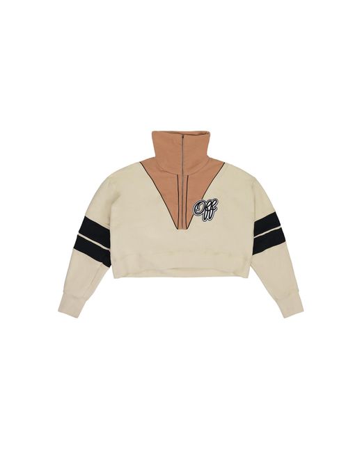 Off-White c/o Virgil Abloh Black Intarsia Crop Half Zip Sweater "Cream" Ofw Wtps 0001"