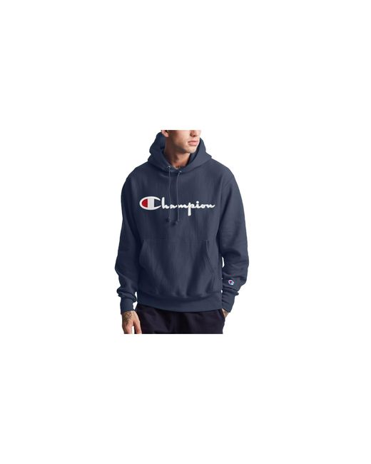 Champion Blue Reverse Weave Fleece Pullover Hoodie Gf68Y08069 Nyc" for men