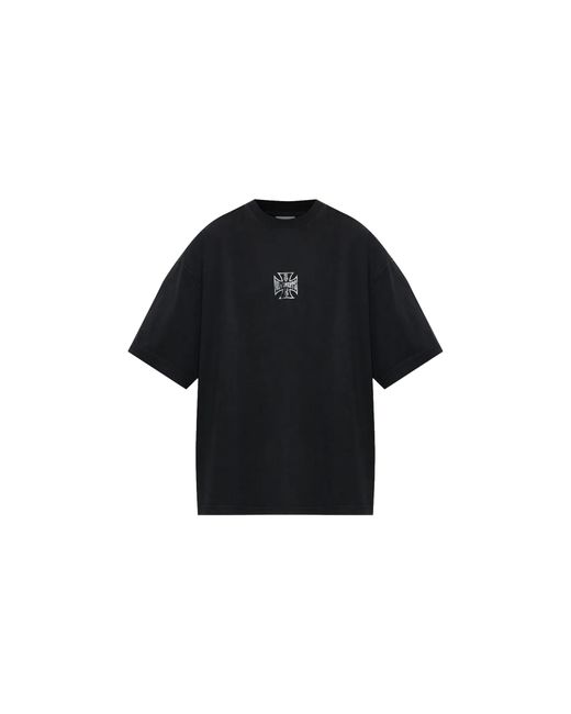 Vetements Black Biker Cross Logo Boxy T-Shirt "Washed" Mh27Tr197B" for men