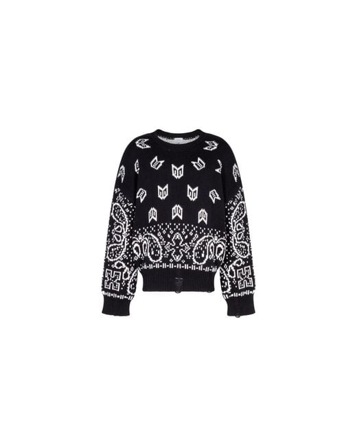 Rhude Black Cotton Knit Bandana Print Crewneck Sweater Rhfw20Sw000000170015" for men