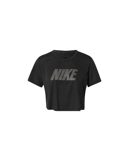 Nike Black Dri-Fit One Standard Fit Short-Sleeve Graphic Crop Dd5019 010"