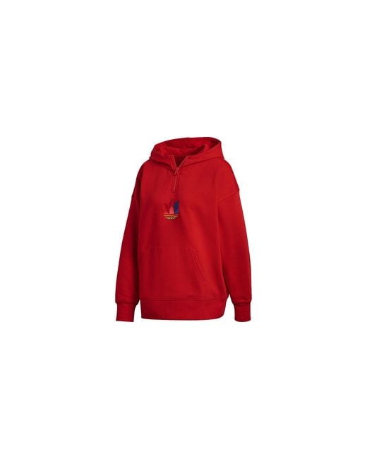 Adidas Red Adicolor 3D Trefoil Half-Zip Hoodie "Scarlet Gd2247"