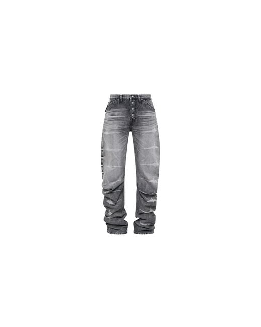 THUG CLUB Black Tc Laser Washed Parkour Denim Pants Tc26Pt0102" for men