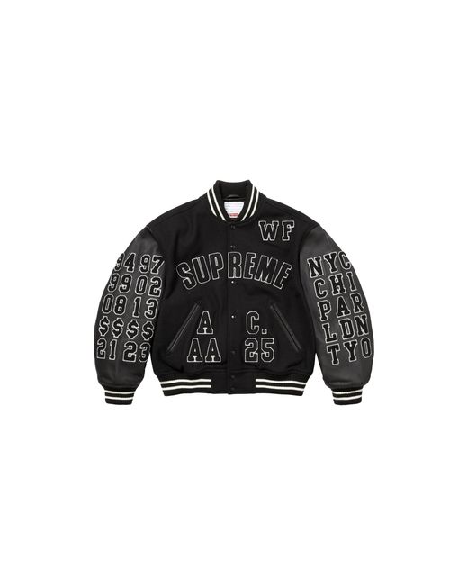Supreme Black Praises Varsity Jacket Su25407"