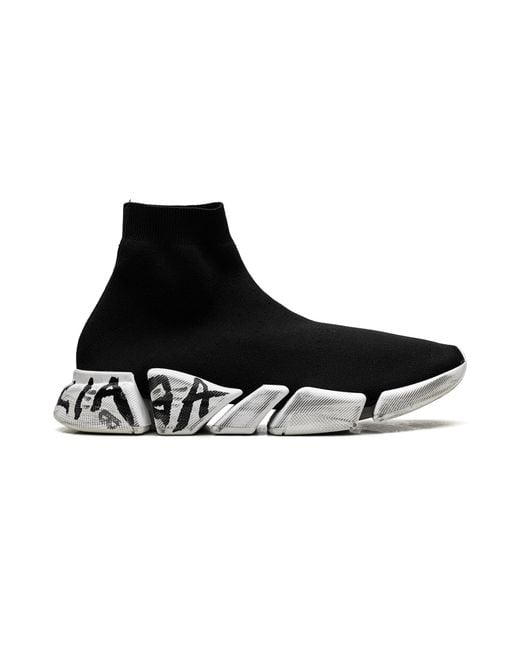 Balenciaga Black Speed 2.0 Sneaker "Worn-Out Graffiti for men
