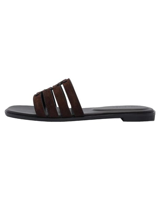 Tory Burch Black Ines Cage Slide Shoes "Dark Cocoa" 169544 201"