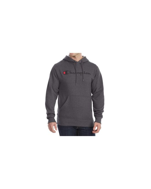 Champion Black Powerblend Fleece Script Logo Hoodie "Charcoal" Gf89H Y0679400C" for men