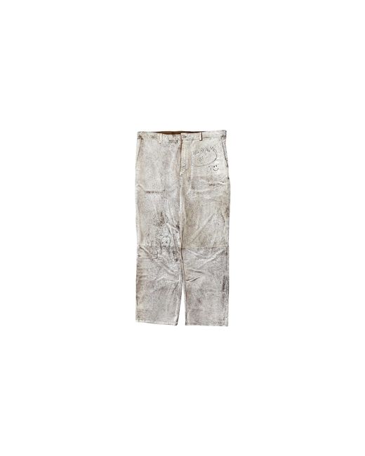 PALY Black The Realm Painted Suede Jeans "Cream" Phtrpsjc" for men