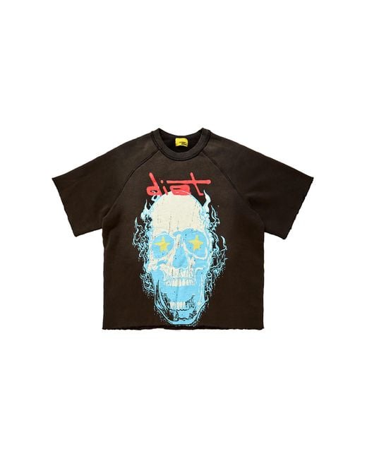 DIET STARTS MONDAY Black Skull Half Sleeve Crewneck Sweater "Vintage" Dsm-S26-007" for men