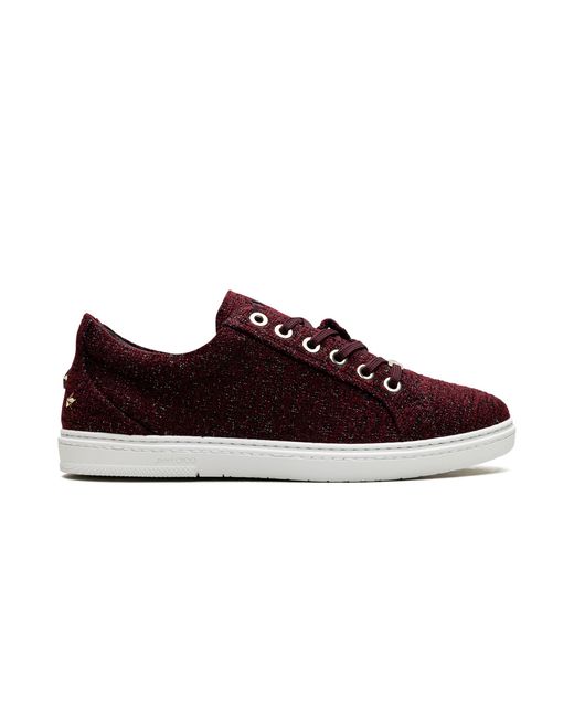 Jimmy Choo Red Miami Glitter Trimmed Trainers "Berry" J00010660546 066791 182" for men